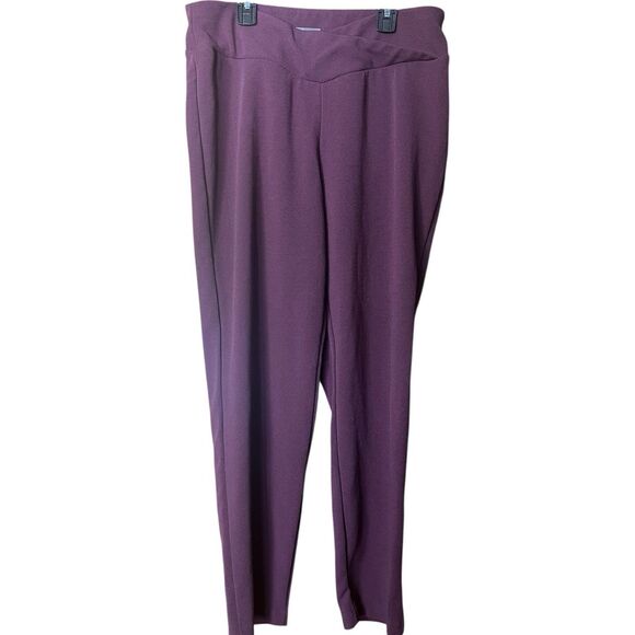 Maurices Plum Purple Crepe Pull On Ankle Pants Crossover Waist Sz Large - Picture 8 of 8